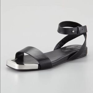 See By Chloe Metal-Toe Flat Leather Sandal Black